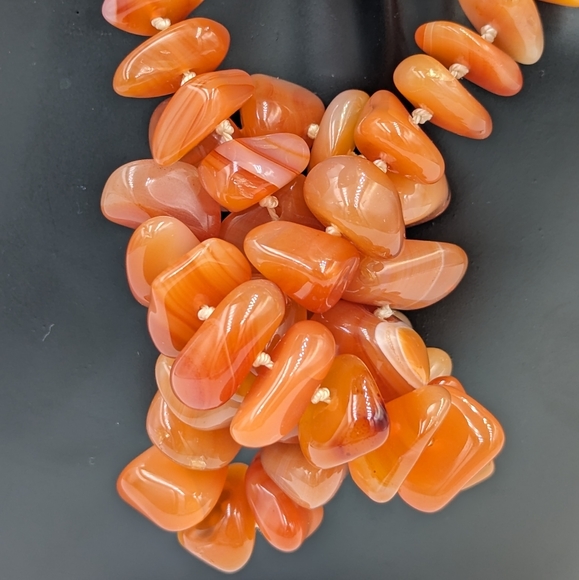 Vintage Beautiful Polish Nuggets Red Agate Gemstone Knotted Necklace 21" - Picture 9 of 12